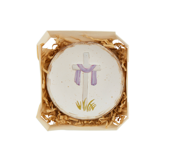 White Cross Boxed Trinket Dish