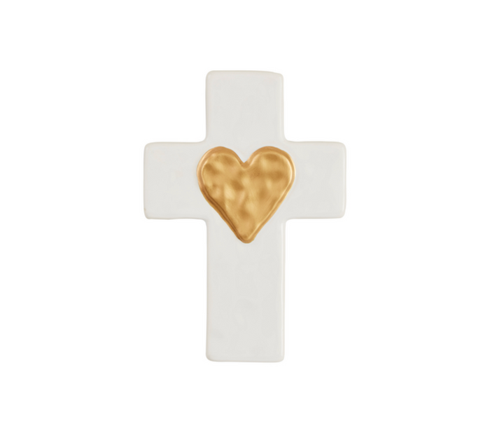 Ceramic Gold Heart Cross