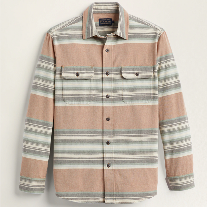 Pendleton Men’s Striped Beach Shack Cotton Shirt - Mocha