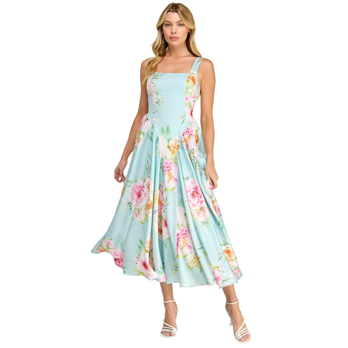Pastel Garden Open Back Midi Dress