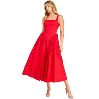 Poplin Back Ribbon Midi Dress