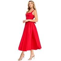 Poplin Back Ribbon Midi Dress
