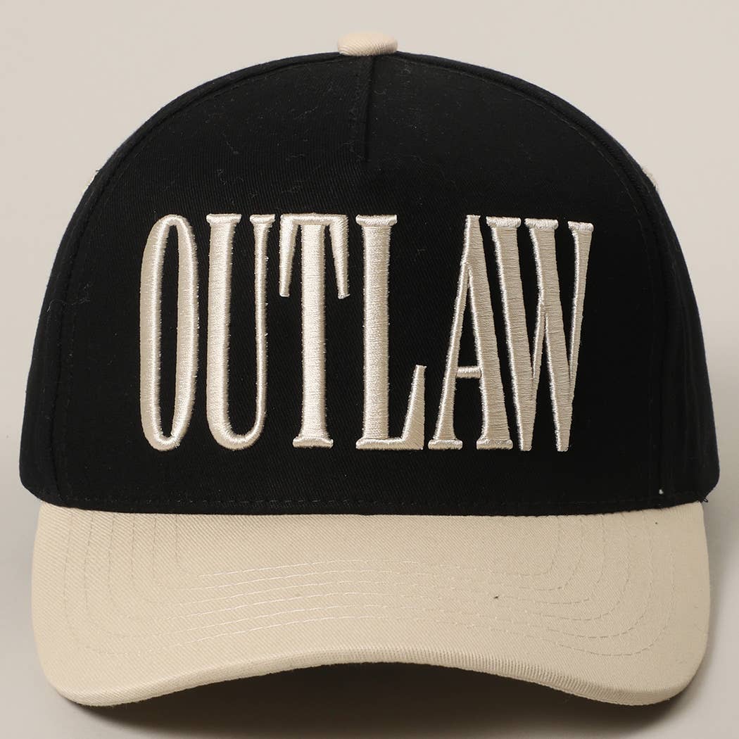 OUTLAW 3D Letter Embroidered Two-Tone Trucker Hat: CRM-BLK / ONE SIZE