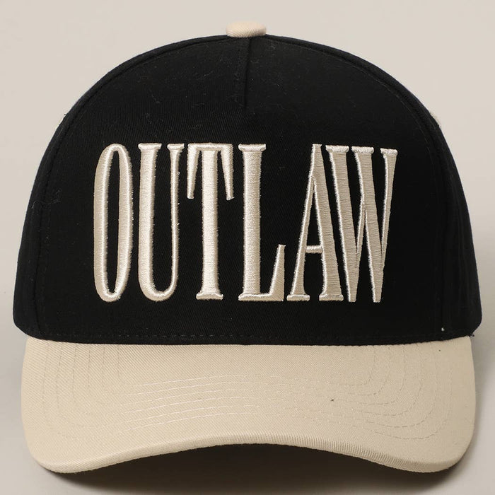 Outlaw 3D Letter Embroidered Two-Tone Trucker Hat: Cream-Black / One Size