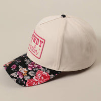 HOWDY Darlin' Embroidery Patch Floral Two-Tone Hat: Black / ONE SIZE