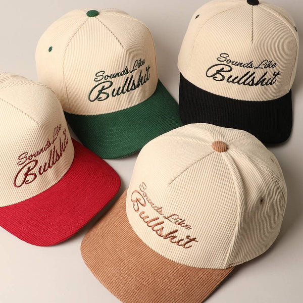 Sounds like Bullshit Corduroy Trucker Baseball Cap: BURGUNDY / ONESIZE