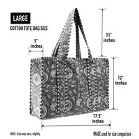 Black Cotton Floral Block Print Tote