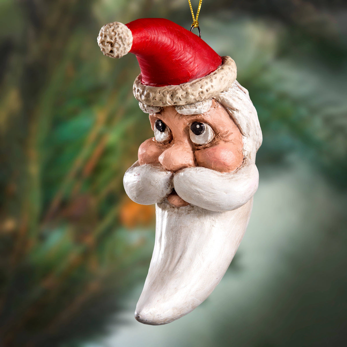 Large Crescent Santa Head Christmas Ornament