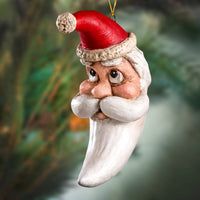 Large Crescent Santa Head Christmas Ornament