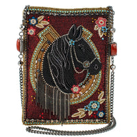 Let's Gallop Beaded Black Horse Mini Crossbody Handbag