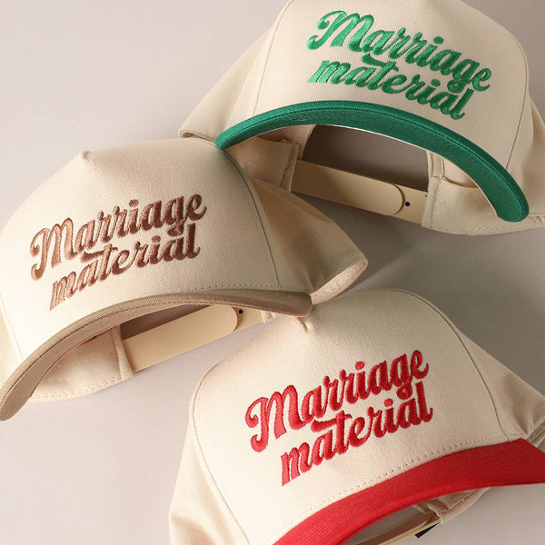 Marriage Material Two Tone Trucker Hat: Beige / ONE SIZE