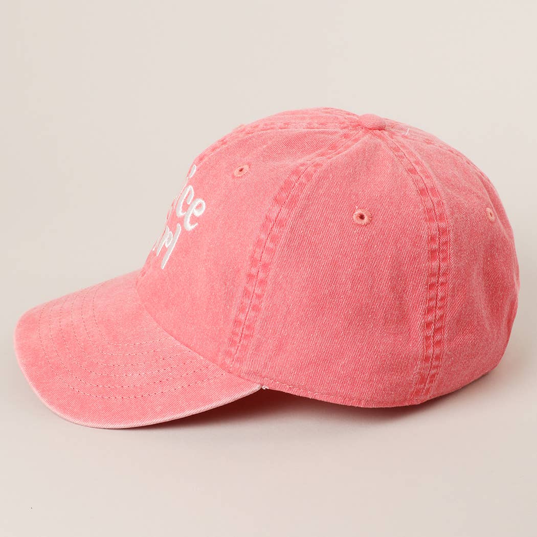 Spice Girl Typography Embroidered Baseball Cap: Coral / One Size