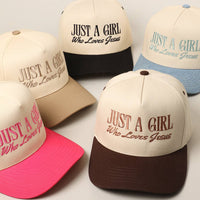Just A Girl Who Loves Jesus Embroidery Trucker Hat: ONE SIZE