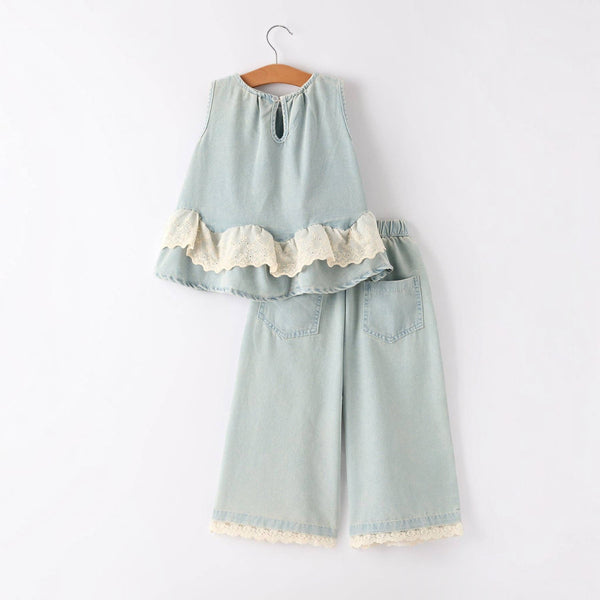 Girls Denim Lace Set