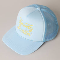 Howdy Darlin' Embroidered Mesh Back Trucker Cap: BLACK / One Size