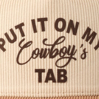 Put It On My Cowboy's Tab Two-Tone Corduroy Cap: Beige / ONE SIZE