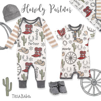 Western Cowboy Howdy Partner Cotton Romper