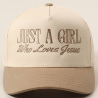 Just A Girl Who Loves Jesus Embroidery Trucker Hat: ONE SIZE