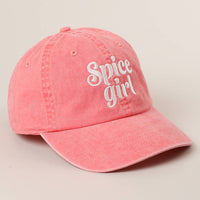 Spice Girl Typography Embroidered Baseball Cap: Coral / One Size