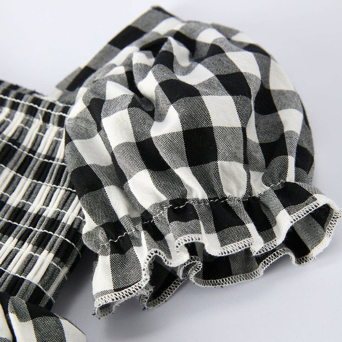 Plaid Girl Smocked Set Puff Sleeve Bloomer Set