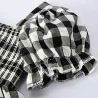 Plaid Girl Smocked Set Puff Sleeve Bloomer Set