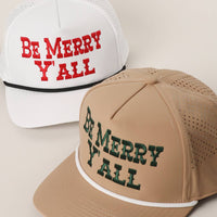 Be Merry Y’All Premium Materials Rope Strap Trucker Hat: Sand One Size