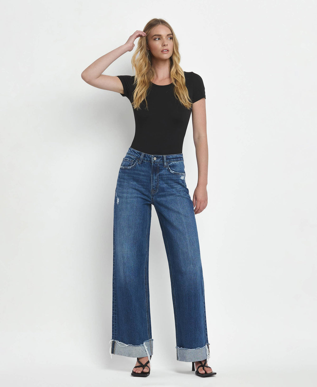 Kris Brilliance Super High Rise Cuffed Baggy Wide Leg Jeans