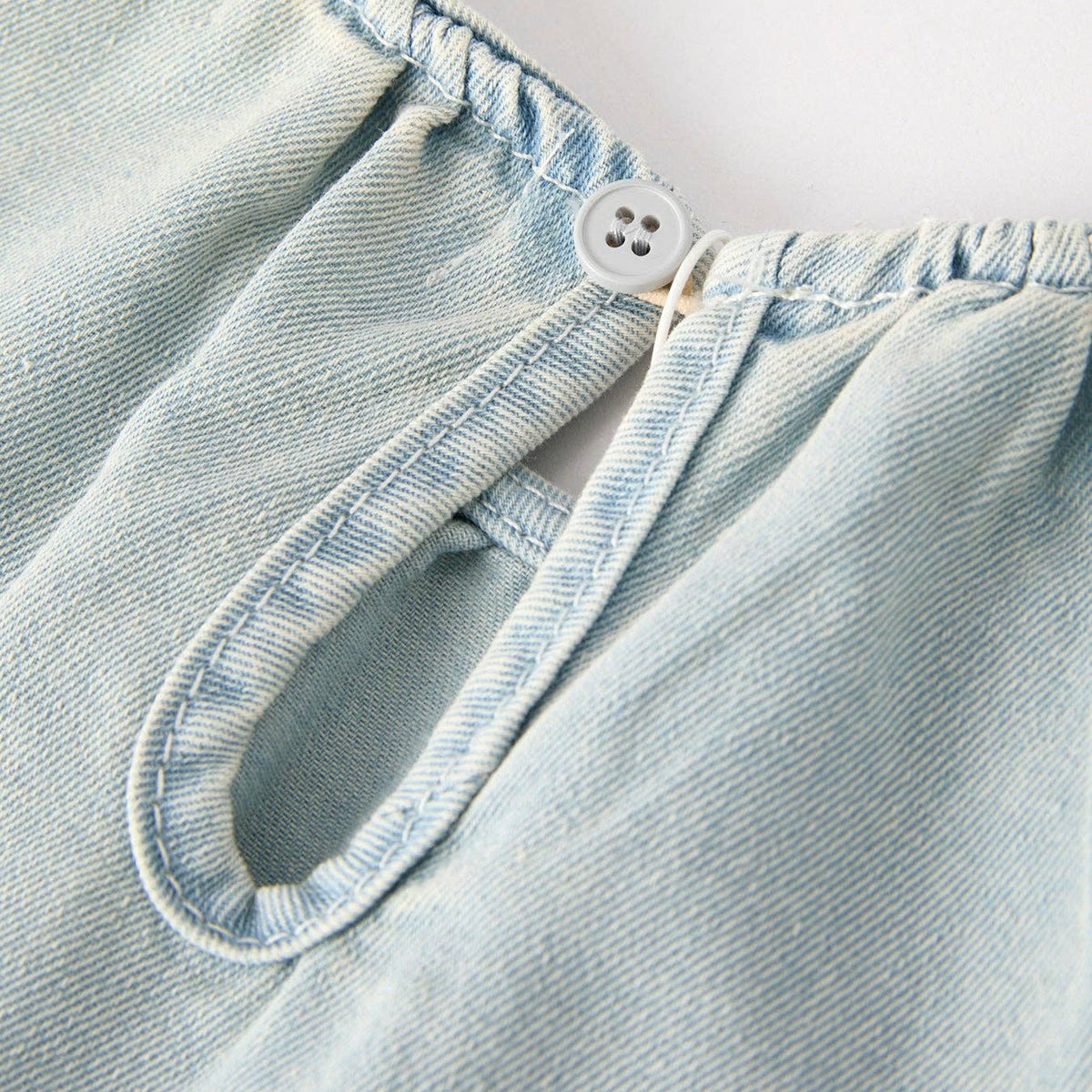 Summer Light Color Denim Lace Girls Set
