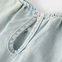 Summer Light Color Denim Lace Girls Set