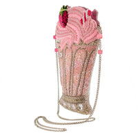 Shake It Up Beaded Pink Milkshake Crossbody HandBag