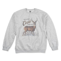 Gray sweatshirt with a deer graphic and 'Original Coors' text on a white background