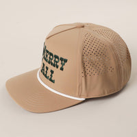 Be Merry Y’All Premium Materials Rope Strap Trucker Hat: Sand One Size