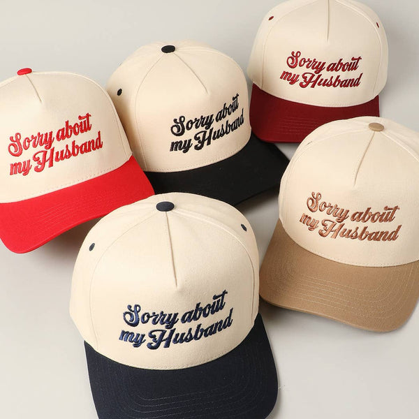 Sorry About My Wife Embroidery Two-Tone Canvas Cap: ONE SIZE