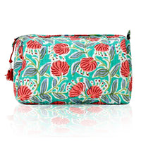 Cotton Block Print Pouch- Teal