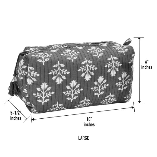 Cotton Block Print Pouch- Teal
