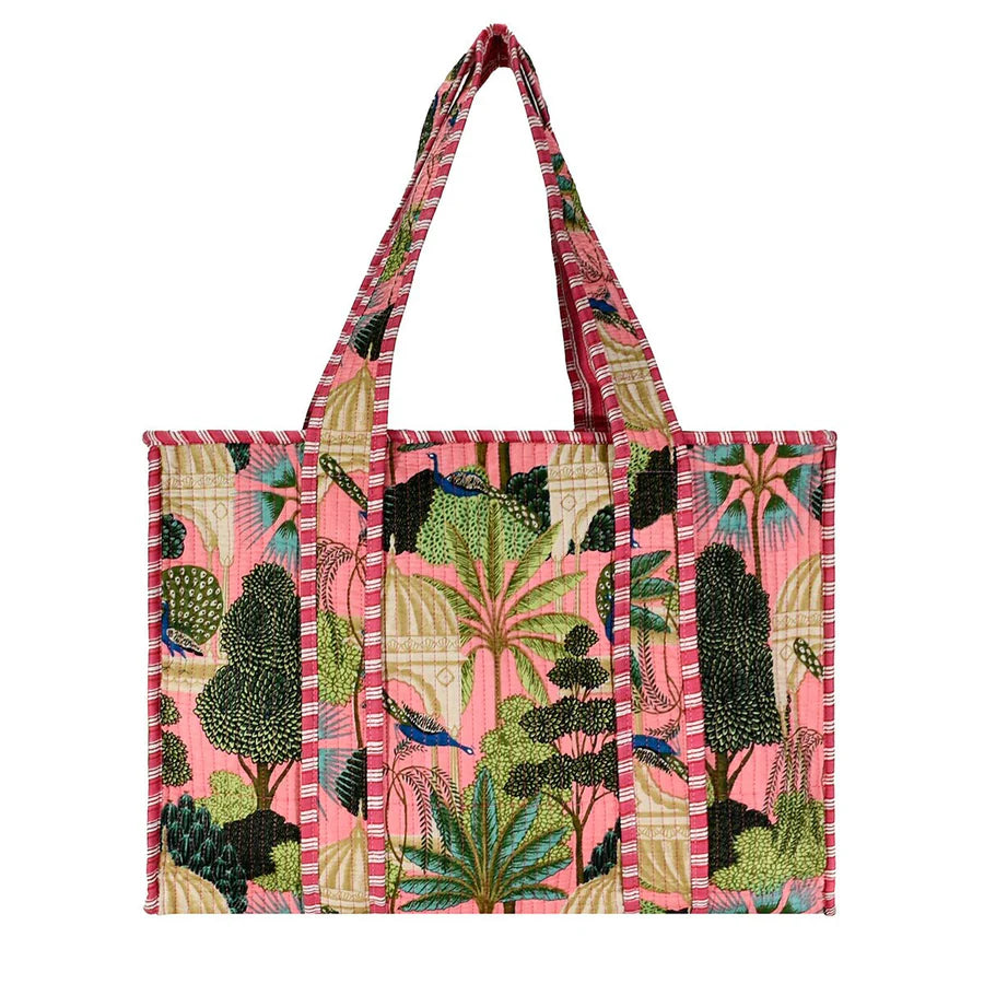 Pink Cotton Tree Block Print Tote