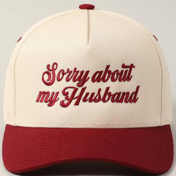 Sorry About My Husband Embroidery Canvas Cap