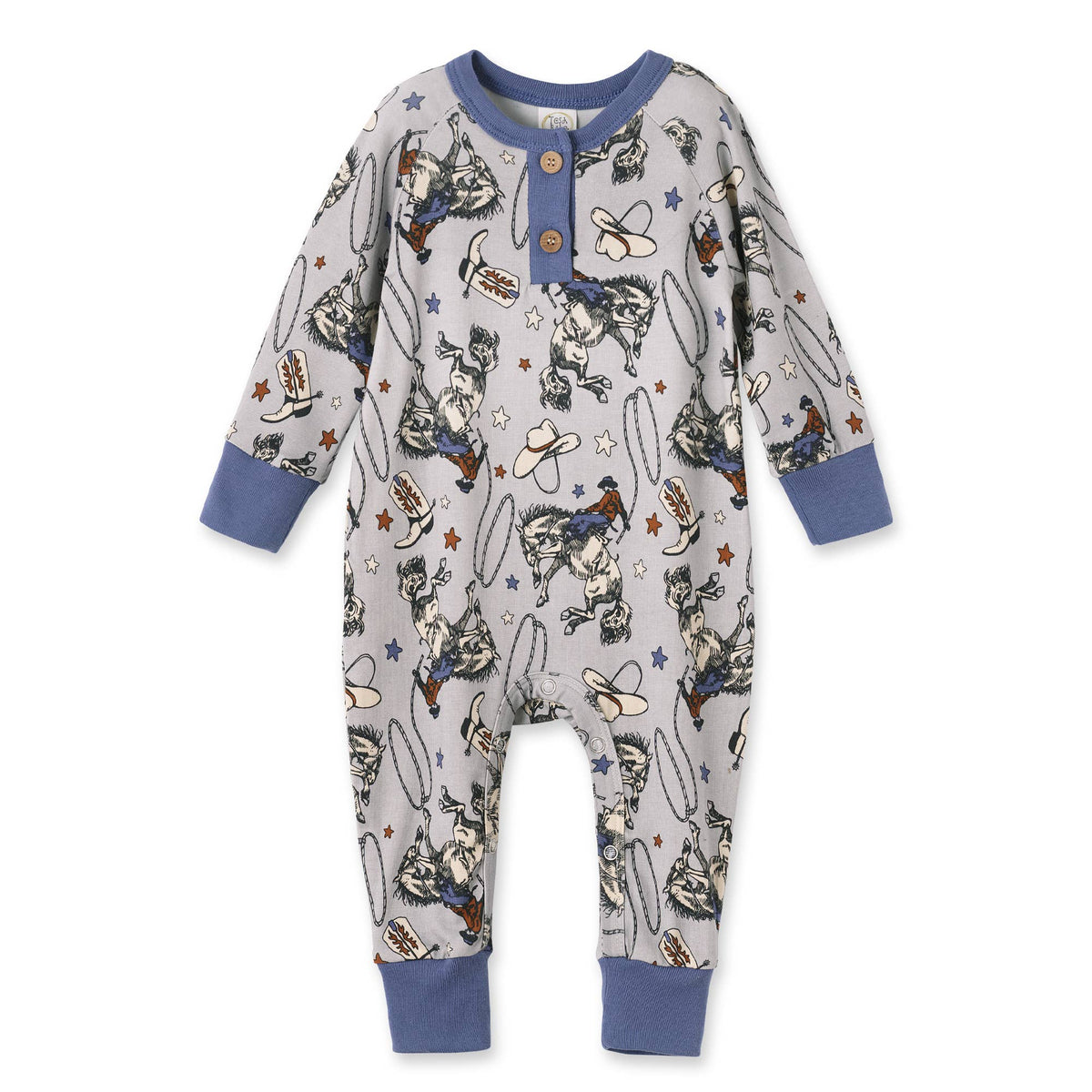 Western Cowboy Rodeo Henley Baby Romper
