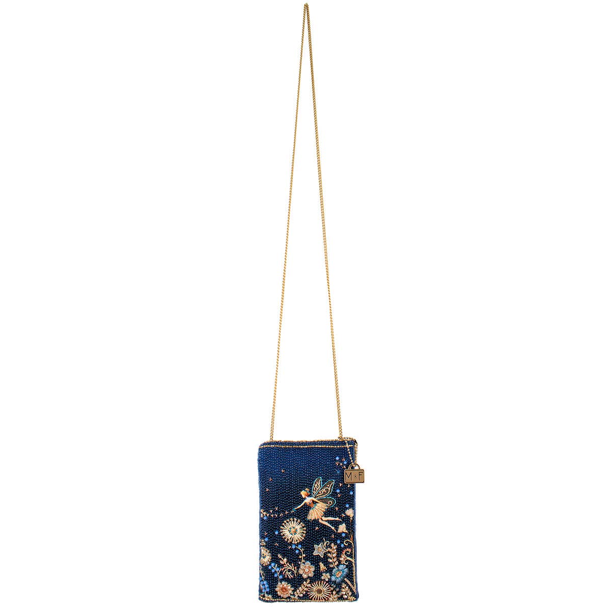 Fairy Dust and Floral Blue Beaded Crossbody Phone Bag