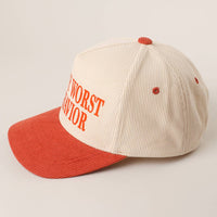On My Worst Behavior Corduroy Trucker Hat: One Size