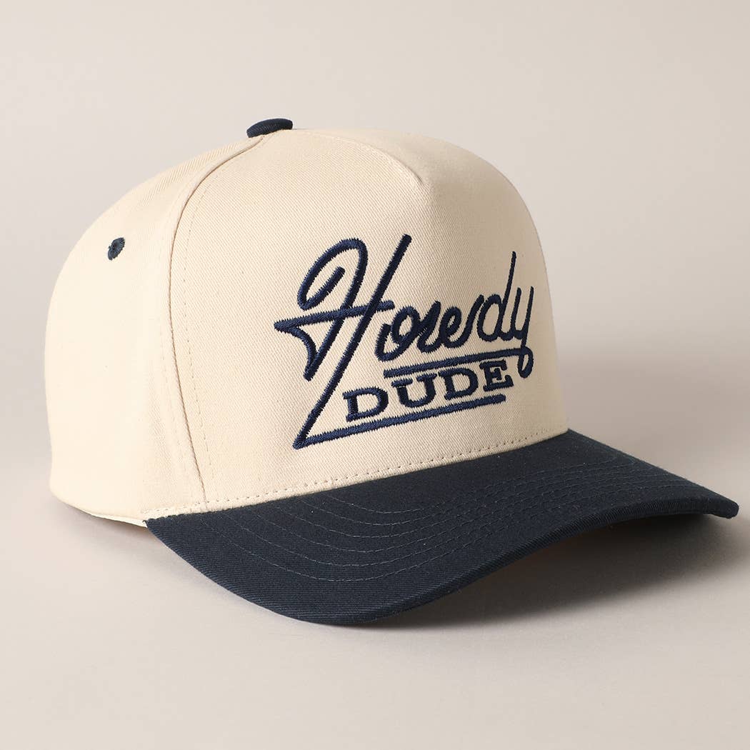 Howdy Dude Embroidery Two Tone Baseball Cap: ONE SIZE