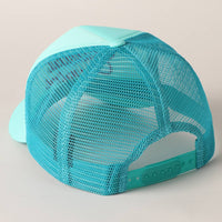 Costal Cowgirl Embroidered Mesh Back Baseball Cap: TURQUOISE / ONE SIZE