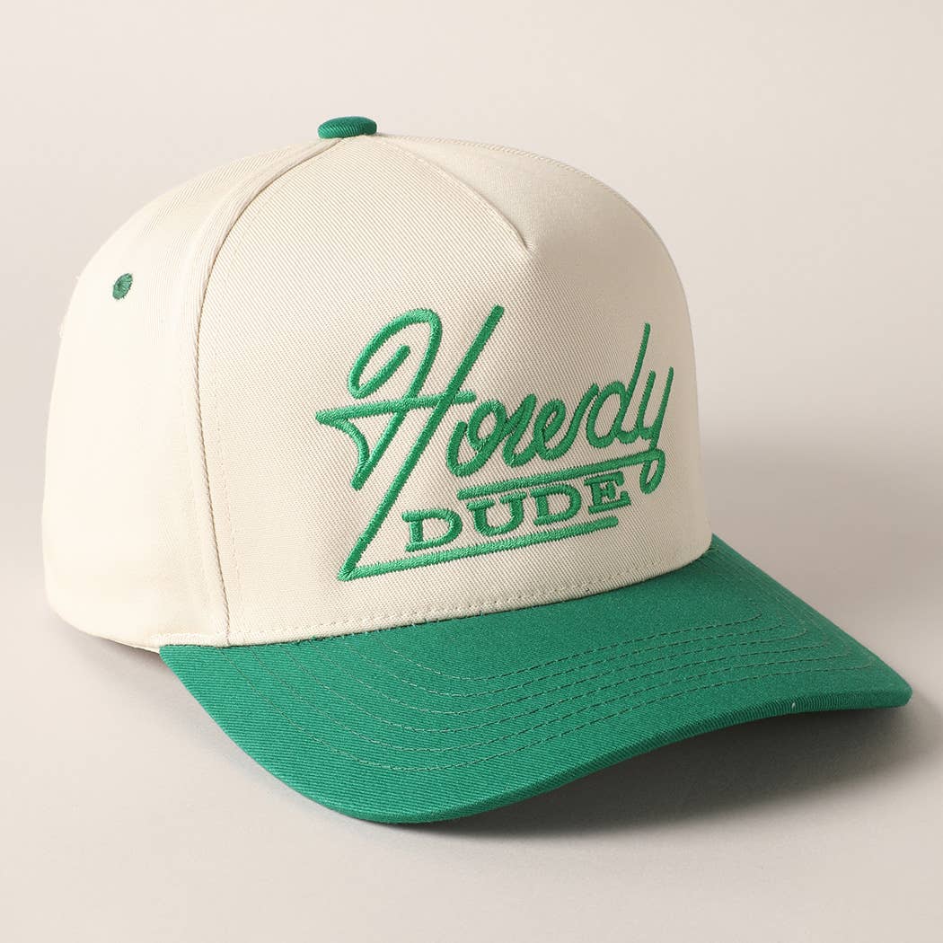 Howdy Dude Embroidery Two Tone Baseball Cap: ONE SIZE