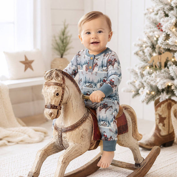 Cowboy Christmas Henley Romper