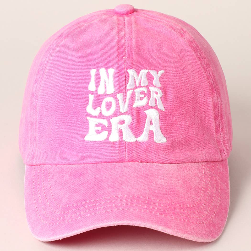 Embroidered Letters In My Lover Era Baseball Cap: HOT PINK / ONE SIZE