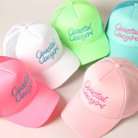 Costal Cowgirl Embroidered Mesh Back Baseball Cap: TURQUOISE / ONE SIZE