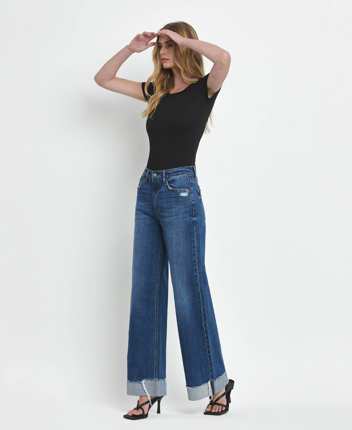 Kris Brilliance Super High Rise Cuffed Baggy Wide Leg Jeans
