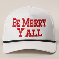 Be Merry Y’All Premium Materials Rope Strap Trucker Hat: Sand One Size