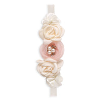 Girl's Headband with Faux Flowers  & Pearls: Ivory / 1S