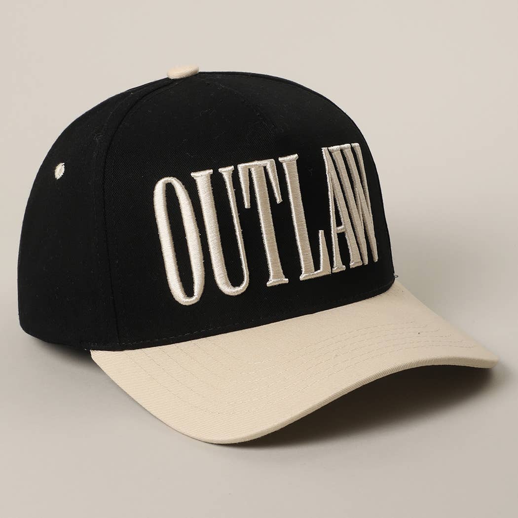OUTLAW 3D Letter Embroidered Two-Tone Trucker Hat: CRM-BLK / ONE SIZE